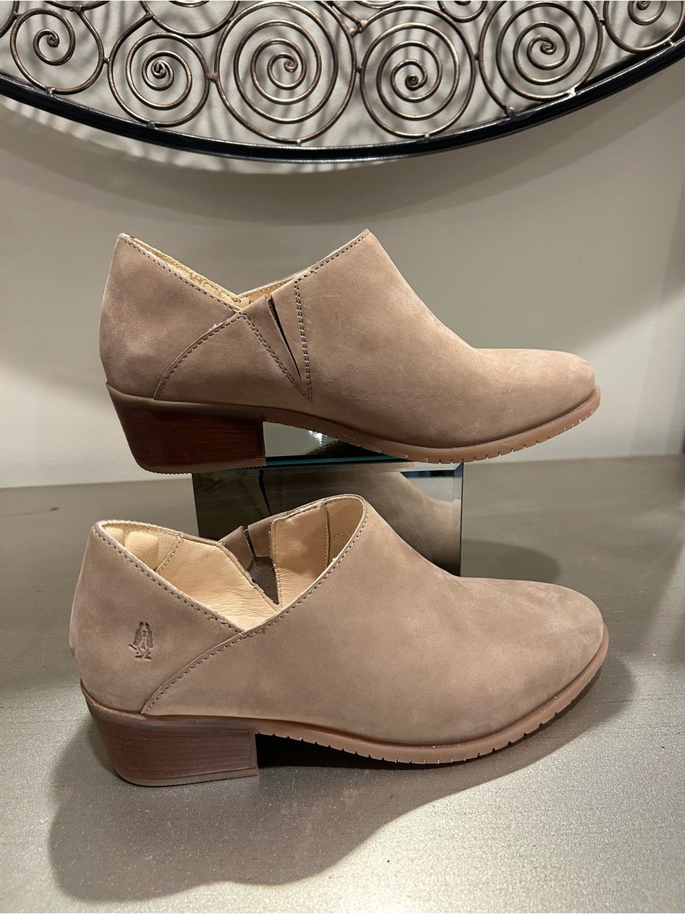 Hush Puppies Taupe Suede Low Heel Ankle Boots